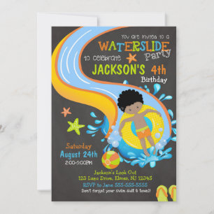 Waterslide Birthday Invitation / Pool Party / Boy