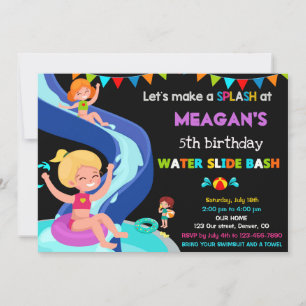 Waterslide birthday invitation Pool party invite