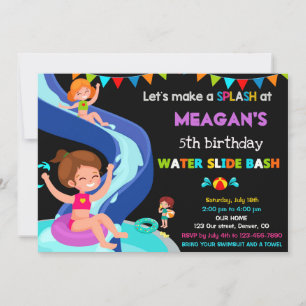 Waterslide birthday invitation Pool party invite