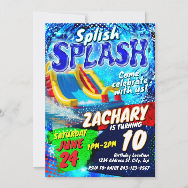 Waterslide Birthday Invitation Template (Front)