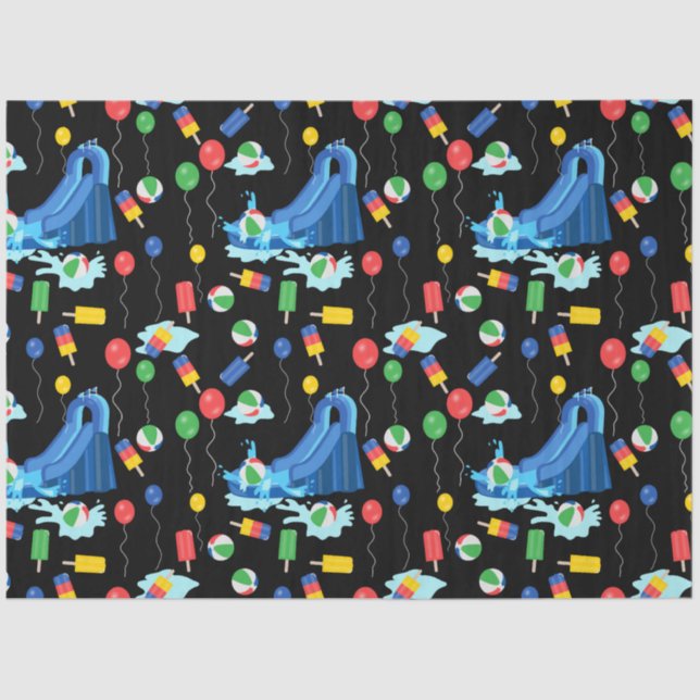 Waterslide Kids Summer Boy Girl Fun Tissue Paper (Front)