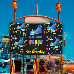 Waterslide Kids Summer Splish Splash Birthday Banner