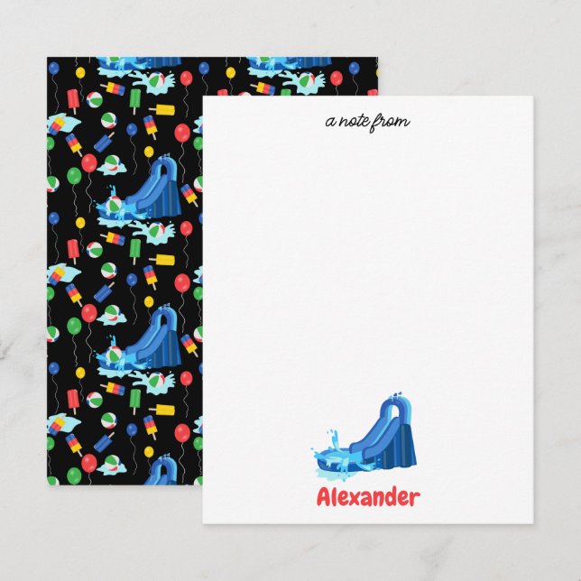 Waterslide Kids Summer Splish Splash Birthday Card (Front/Back)