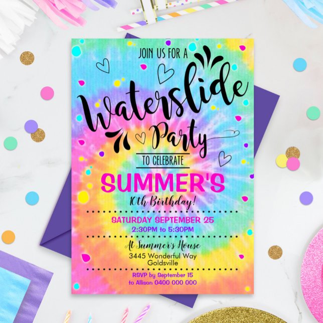Waterslide Party Invitation Tie Dye Water slide (Creator Uploaded)