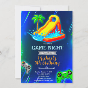 Waterslide pool game birthday Party Invitation