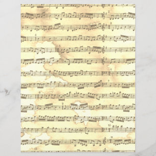 Waterstained Sepia Sheet Music  Scrapbook Paper