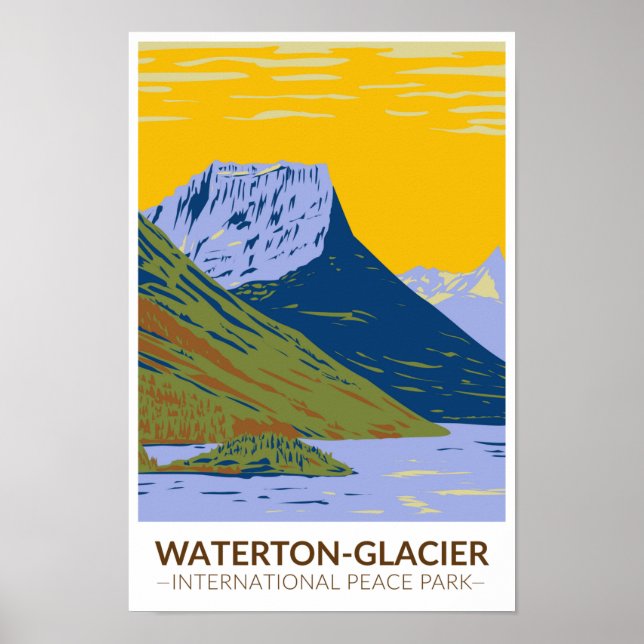 Waterton-Glacier International Peace Park Vintage Poster (Front)