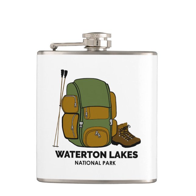 Waterton Lakes National Park Backpack Hip Flask (Front)