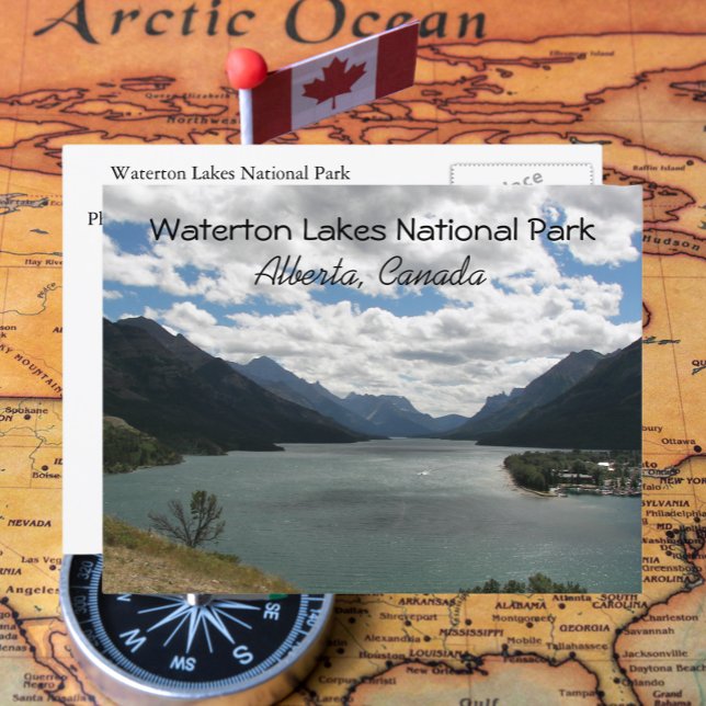 Waterton Lakes National Park, Canada Travel Photo Postcard (In Situ Map)