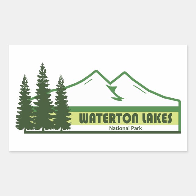 Waterton Lakes National Park Green Stripes Rectangular Sticker (Front)