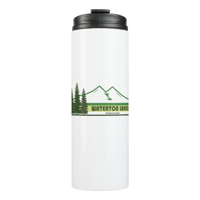 Waterton Lakes National Park Green Stripes Thermal Tumbler (Front)