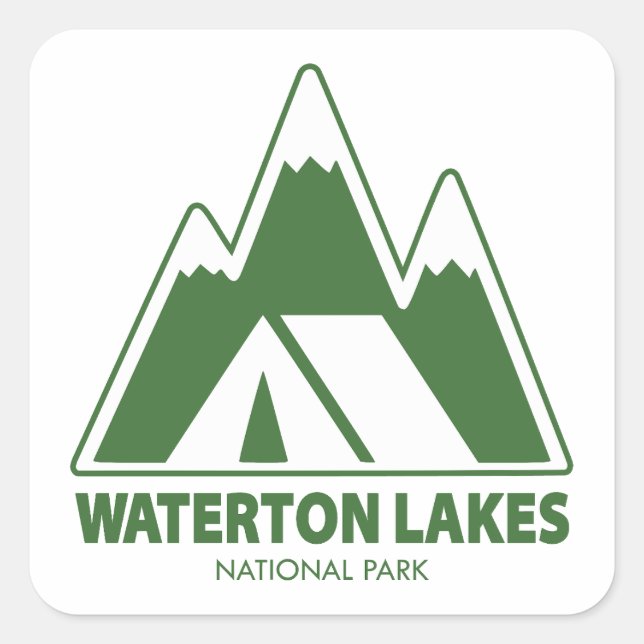 Waterton Lakes National Park Mountains Camping Square Sticker (Front)