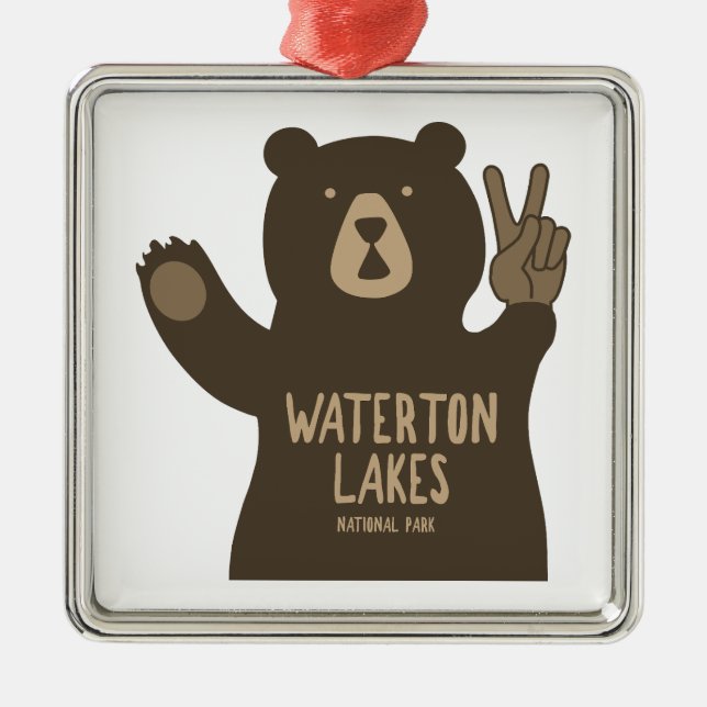 Waterton Lakes National Park Peace Bear Metal Tree Decoration (Front)