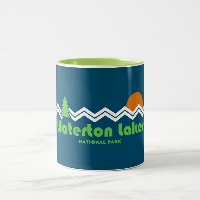 Waterton Lakes National Park Retro Two-Tone Coffee Mug (Center)