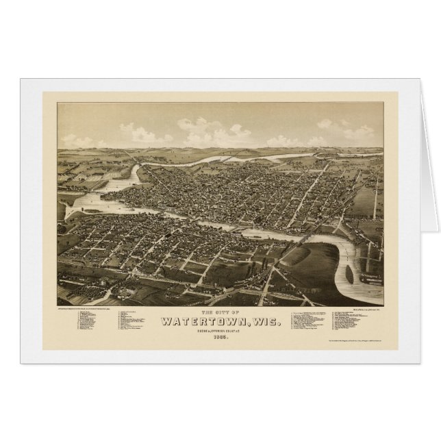 Watertown, WI Panoramic Map - 1885 (Front Horizontal)