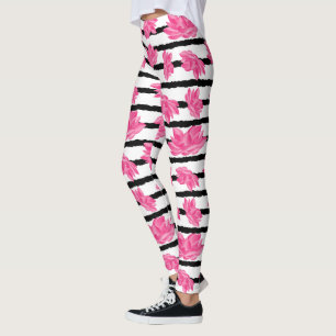 Watervcolor Lotus Flower Pattern in Pink Colour Leggings