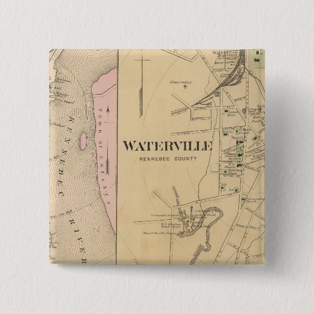 Waterville, Kennebec County 15 Cm Square Badge (Front)