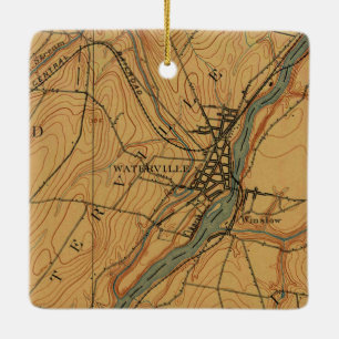Waterville Maine Vintage Map 1894 Ceramic Ornament