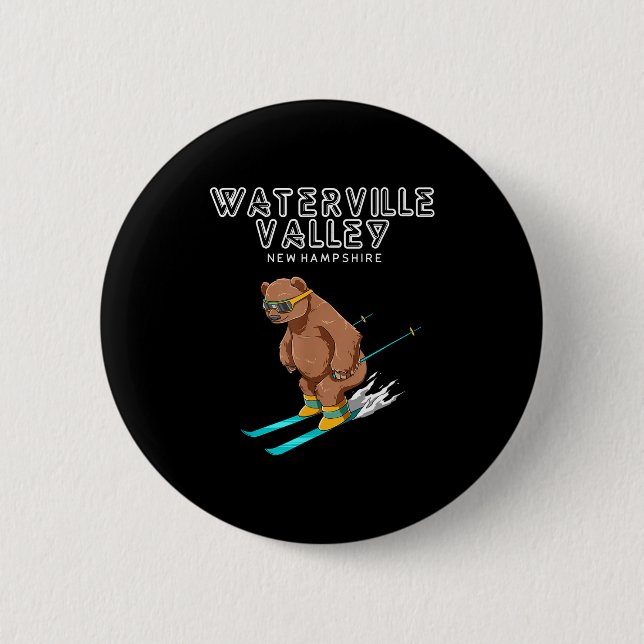 Waterville Valley New Hampshire - Funny Ski Grizzl 6 Cm Round Badge (Front)