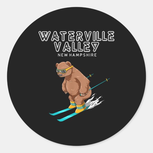 Waterville Valley New Hampshire - Funny Ski Grizzl Classic Round Sticker (Front)