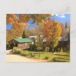 Waterville Vermont Covered Bridge and Village Postcard