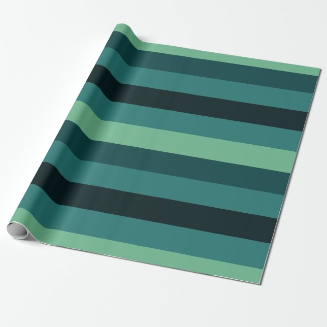 Watery Greens Striped Wrapping Paper (Unrolled)