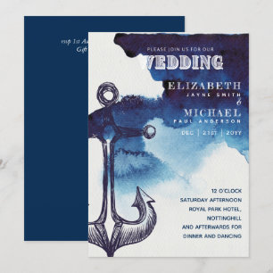 Watery Nautical Sailing Destination Wedding Invite