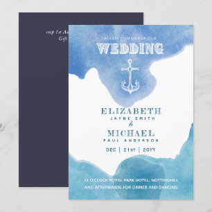 Watery Nautical Sailing Destination Wedding Invite