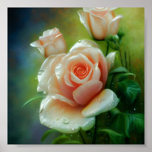 Watery pink rose poster