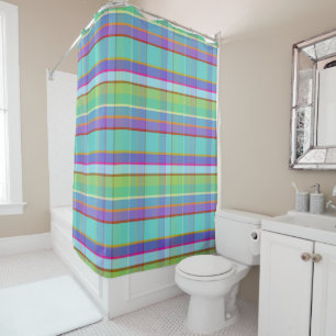 Watery Plaid RCDITR Shower Curtain