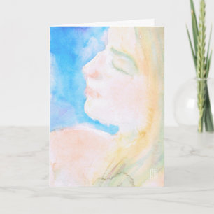 Watery Watercolor Woman Romantic Greeting Card