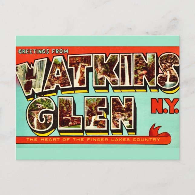 Watkins glen NY Retro Postcard (Front)