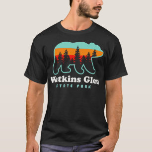 Watkins Glen State Park Hiking New York Retro Bear T-Shirt