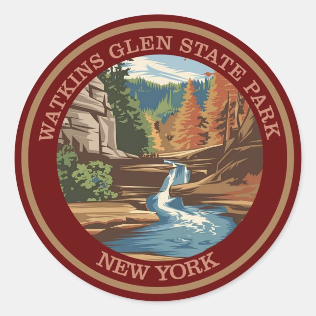 Watkins Glen State Park, New York. Colour Classic Round Sticker (Front)
