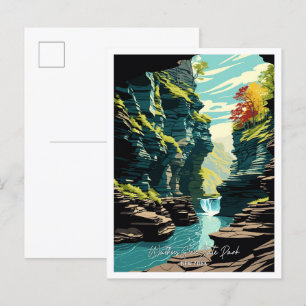 Watkins Glen State Park Travel Illustration Postcard