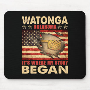 Watonga Oklahoma Usa Flag 4th Of July Mouse Mat