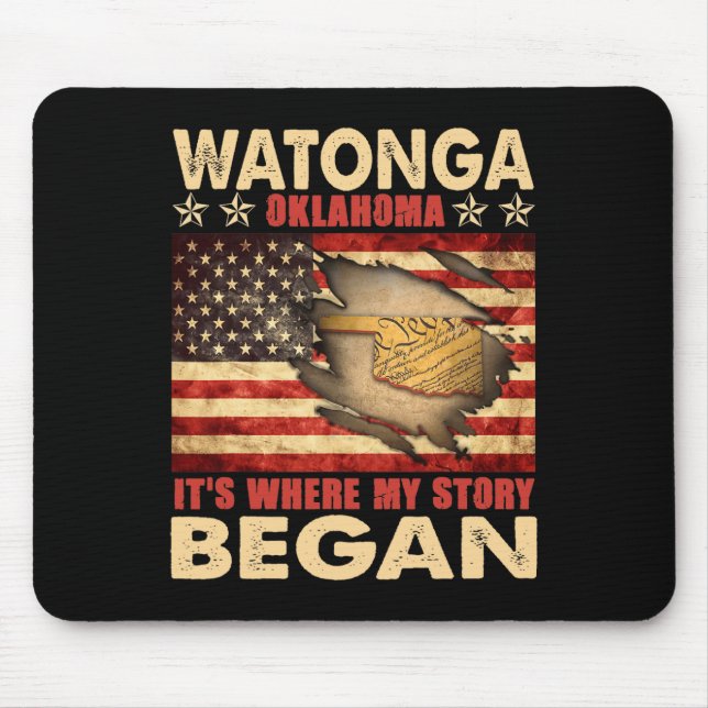Watonga Oklahoma Usa Flag 4th Of July  Mouse Mat (Front)