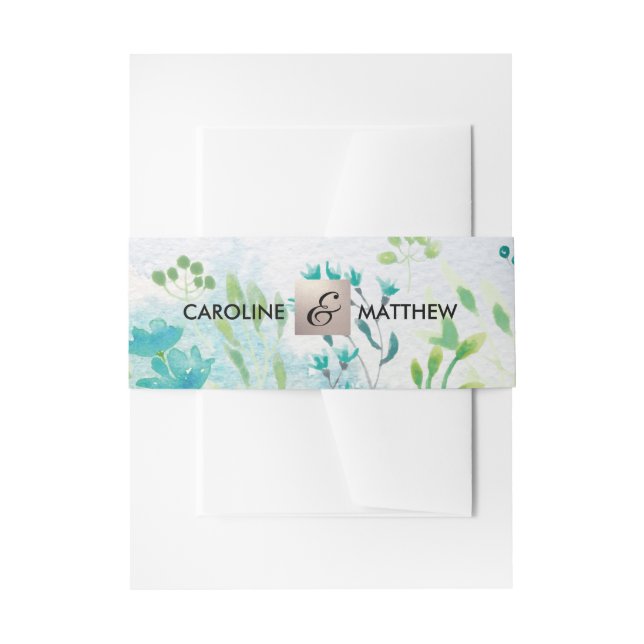 Watrecolor Spring Wildflowers Wedding Invitation Belly Band (Front Example)