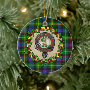 Watson Clan Badge & Tartan Personalised Xmas Ceramic Tree Decoration