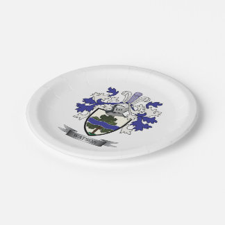 Watson Family Crest Coat of Arms Paper Plate