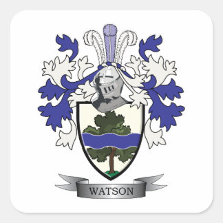 Watson Family Crest Coat of Arms Square Sticker