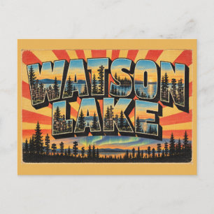 Watson Lake YT Signpost Forest Northern Lights Art Postcard