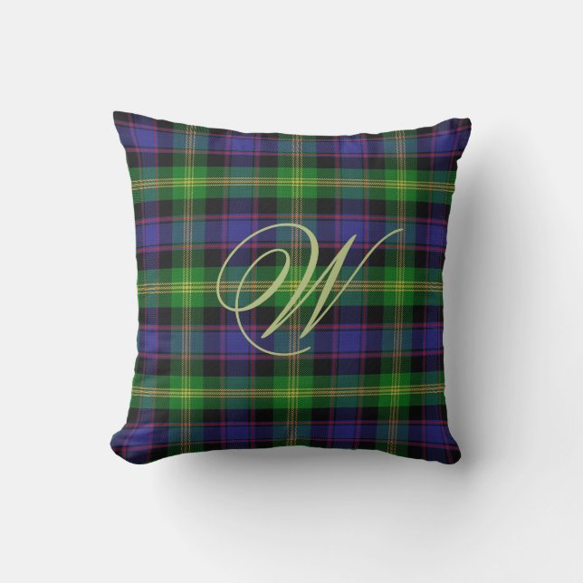 Watson Monogram Tartan Pillow (Front)