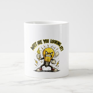 Watt Are You Looking At? Funny Angry Light Bulb Large Coffee Mug