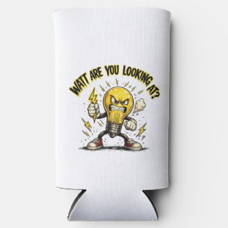 Watt Are You Looking At? Funny Angry Light Bulb Seltzer Can Cooler