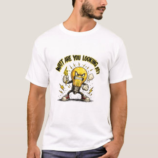 Watt Are You Looking At? Funny Angry Light Bulb T-Shirt