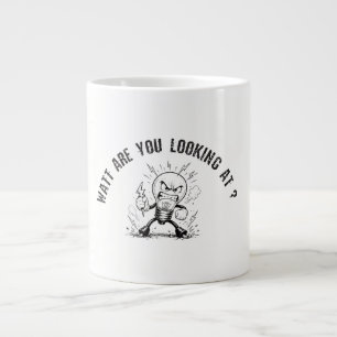 Watt Are You Looking At? Funny Electrician Humor Large Coffee Mug