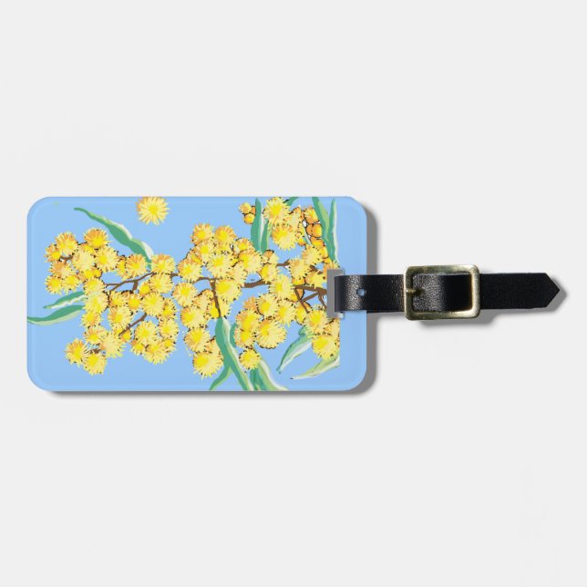Wattle flowers luggage tag (Front Horizontal)