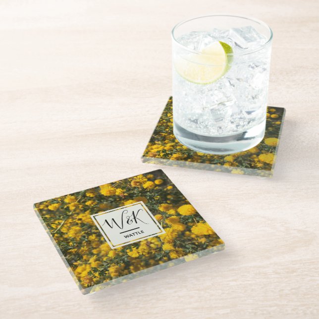 Wattle Glass Coaster (Angled)