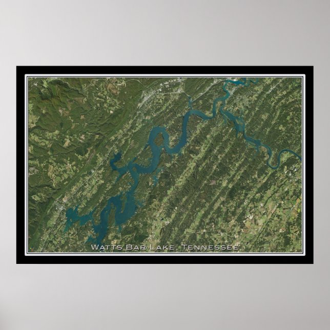 Watts Bar Lake Tennessee Satellite Poster Map (Front)